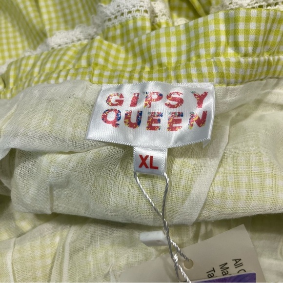Gipsy Queen Ruffle Green Gingham Mini Dress XL - Picture 7 of 10